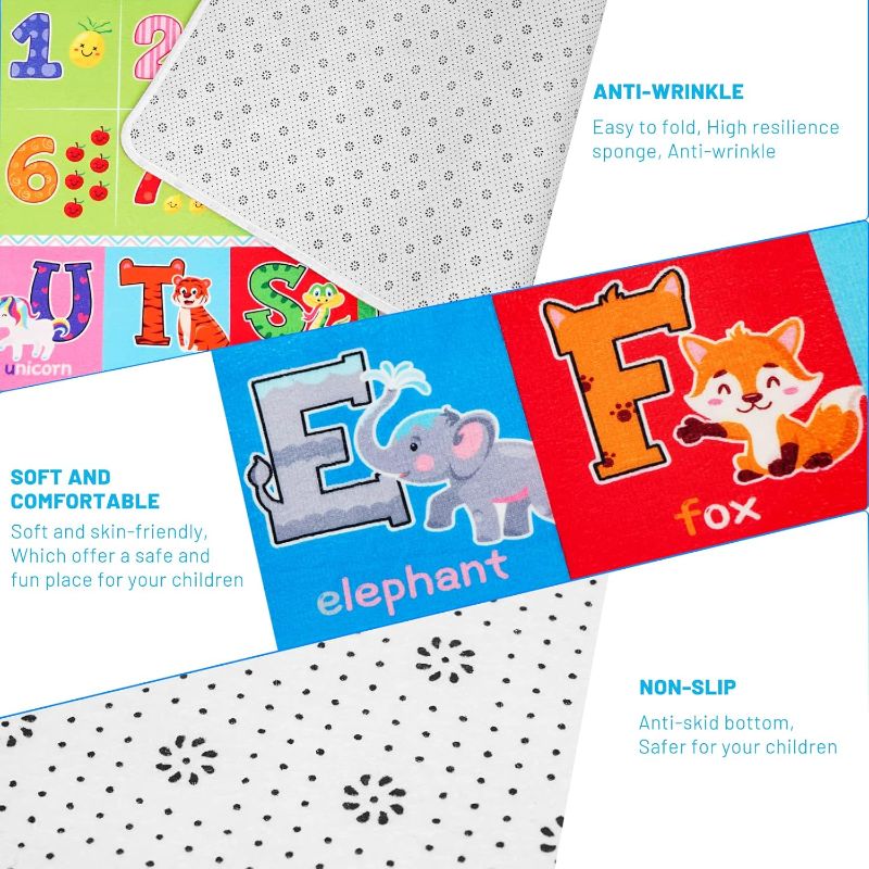 Photo 1 of Kids Play Rug for Playroom, Kids Play Mat ABC Educational Area Rug, Preschool Classroom Mat, Alphabet Animal Soft Non-Slip Rug Carpet for Boy Girl Bedroom