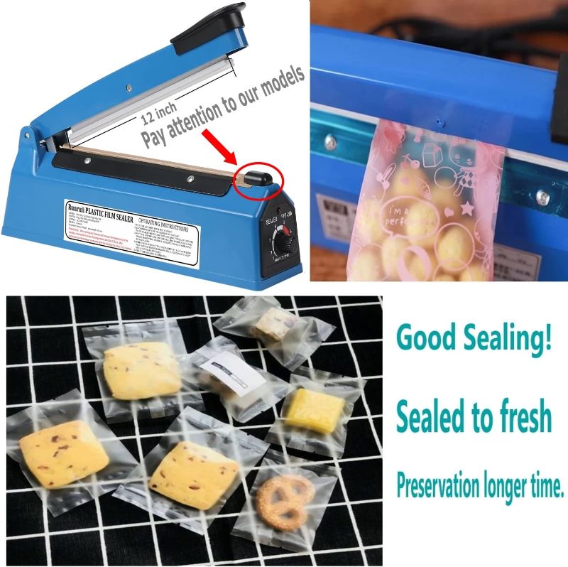Photo 1 of Impulse Heat Sealer Manual Bags Sealer Heat Sealing Machine 12 Inch Impulse Sealer Machine for Plastic Bags PE PP Bags with Extra Replace Element Grip
