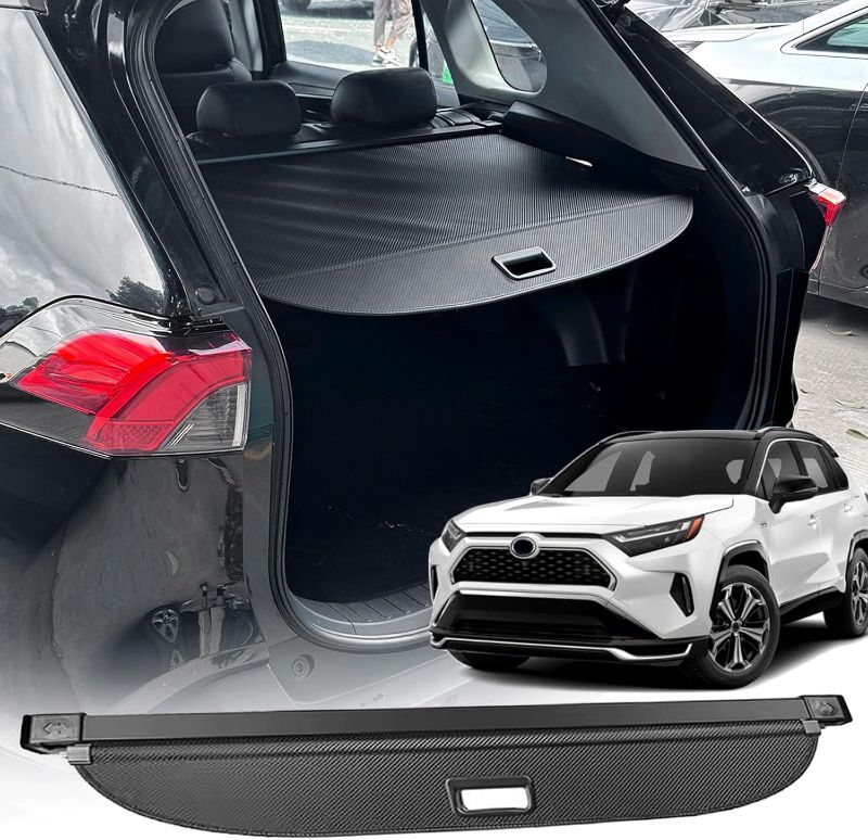 Photo 1 of for 2019-2024 Toyota RAV4 Cargo Cover, Cargo Cover for Toyota RAV4 Accessories 2019 2020 2021 2022 2023 2024 Trunk Organizer Rear Trunk Security Shielding Shade (Carbon Fiber Texture)

