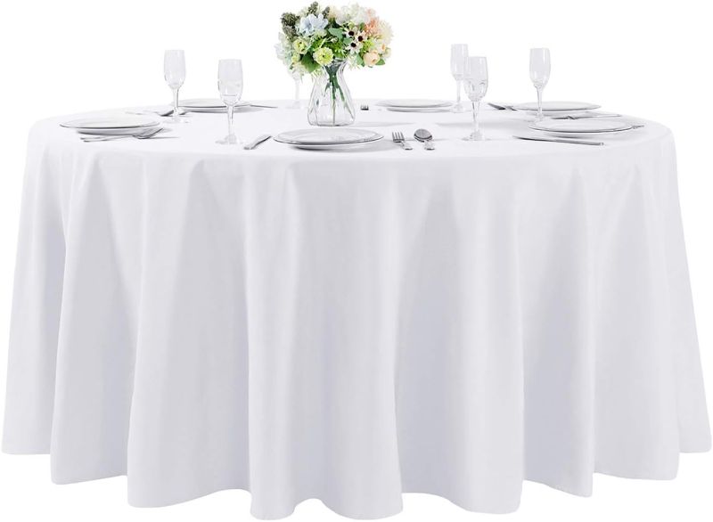 Photo 1 of  Box of Round Table Covers for Wedding Party Dining Banquet (White)