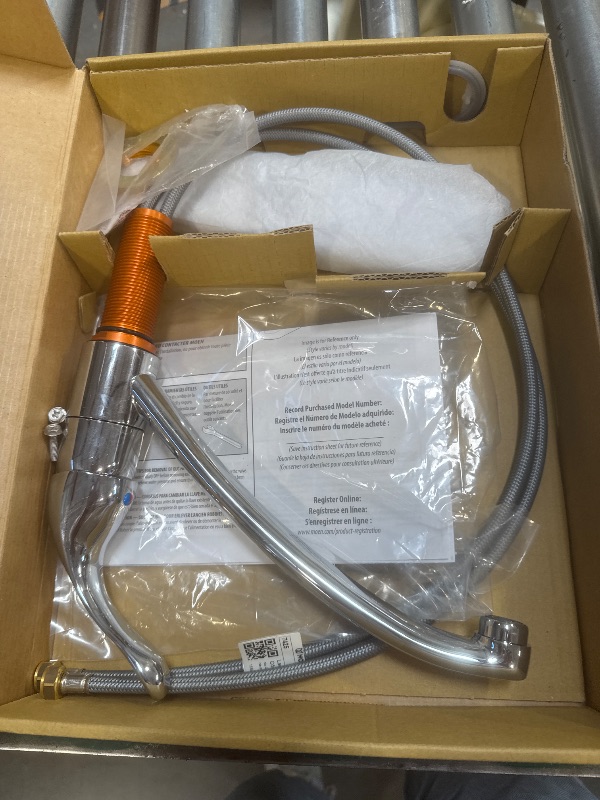 Photo 1 of Moen Chateau Chrome One-Handle Low Arc Kitchen Faucet for 3-Hole Sinks, 7425