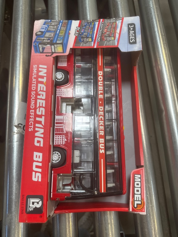 Photo 1 of Cdymkf 11"(28cm) Double Decker Bus Toy with Lights & Sounds, Scale(1:16) Friction Powered Bus Toy for Kids with Indoor Ceiling Lights and 4 Different Sounds - Gift for Kids Ages 3+ (Red)