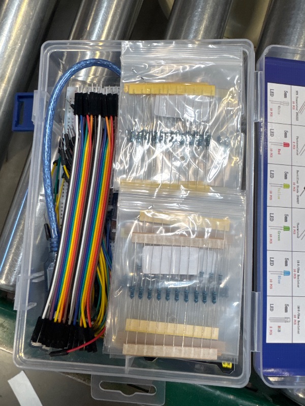 Photo 1 of BOJACK 37 Values 480 Pcs Electronics Component Fun Kit with Power Supply Module, Jumper Wire,Precision Potentiometer,830 tie-Points Breadboard Compatible with STM32,Raspberry Pi,Arduino
