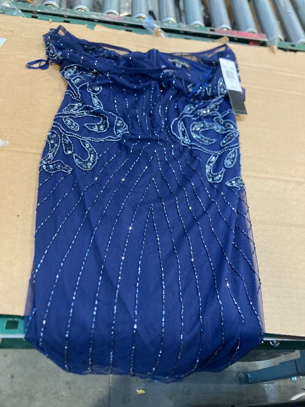 Photo 1 of Papell Boutique Short Sleeve Beaded Sheath Dress, 16, Blue