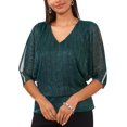 Photo 1 of Msk Women’s Metallic Blouson Split-Sleeve Blouse – Dazzling Jade, x Large