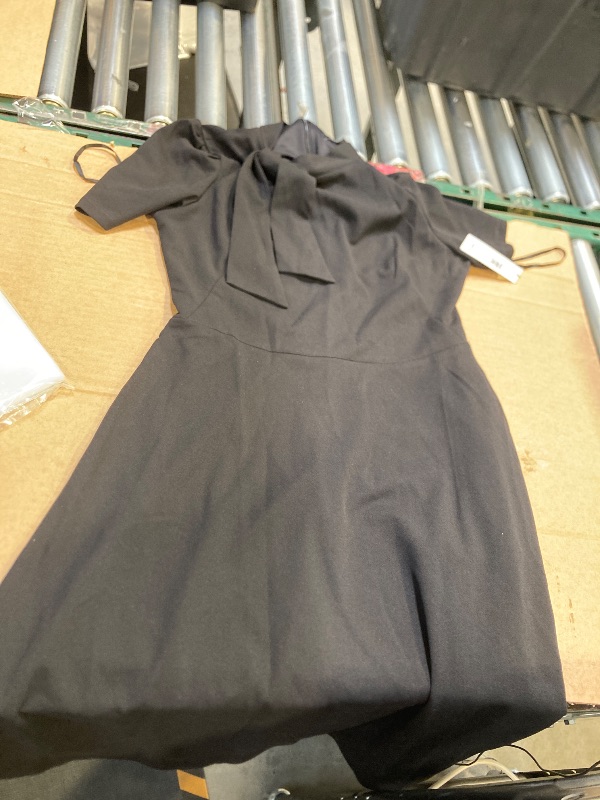 Photo 1 of Ivy & Blue Short Sleeve Fit + Flare Dress, 12, Black