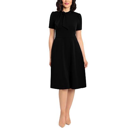 Photo 1 of Ivy & Blue Short Sleeve Fit + Flare Dress, 12, Black