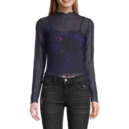 Photo 1 of Arizona Womens Long Sleeve Mock Neck Top Juniors, Small, Gray