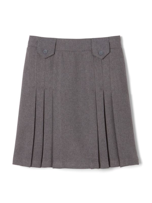 Photo 1 of French Toast Front-Pleated Tab Skirt Little & Big Girls Pleated Skirt, 18, Gray