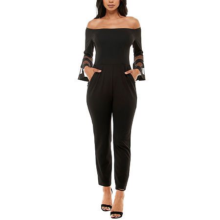 Photo 1 of Premier Amour Off the Shoulder Womens Long Sleeve Jumpsuit, 6, Black