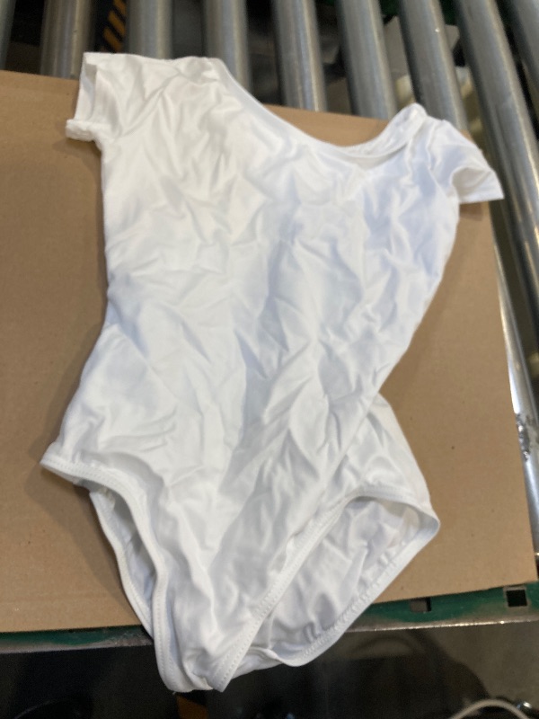 Photo 1 of Capezio girls Team Basic Short Sleeve athletic leotards, White, 12 14 US