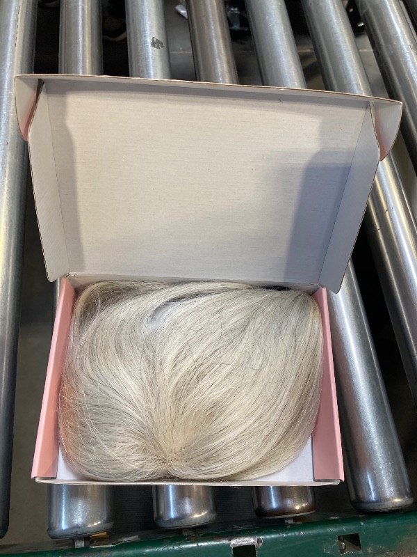Photo 1 of LONAI Real Human Hair Topper, 10 Inch 100? Human Hair Toppers for Thinning Hair, Large Hand-woven area Coverage Natural Hairpiece Wiglet for Women Daily 5"x3.5" Silk Base-Silver White