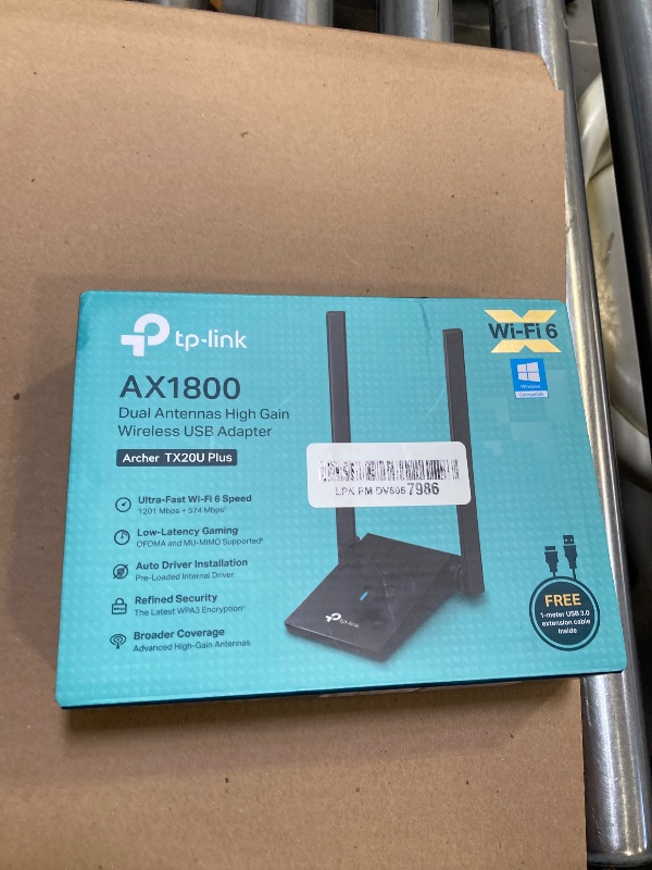 Photo 1 of TP-Link WiFi 6 USB Adapter for Desktop PC - (Archer TX20U Plus) AX1800 Wireless Network Adapter with 2.4GHz, 5GHz, High Gain Dual Band 5dBi Antenna, WPA3, Supports Windows 11/10
