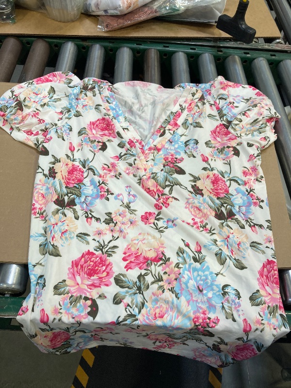 Photo 1 of Angerella Womens Tops Short Sleeve Shirts V Neck Cute Summer Blouse Ladies Tunic Tops Flowy Ruffle RetroPink XL