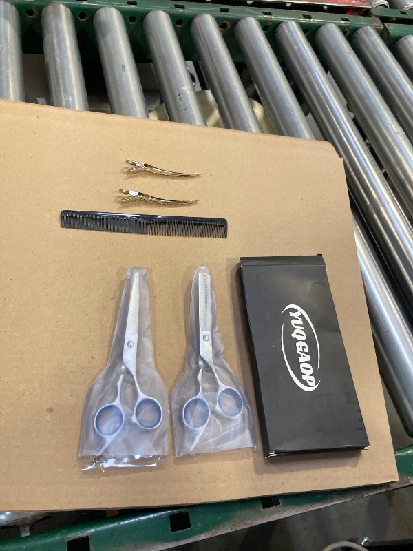 Photo 1 of YUQGAOP Hair Cutting Scissors Set, Professional Stainless Cutting Hair Scissors, Barber Hair Cutting Scissors Thinning Shears Sharp Blades Hairdresser Haircut for Women/Men/kids, LFJ1234