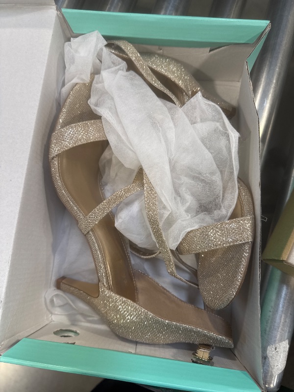 Photo 1 of Ankis Nude Gold Black Heels Strappy Heels for Women 3 Inch Stiletto Open Toe Sandals for Wedding Evening Party Homecoming Size 9.5