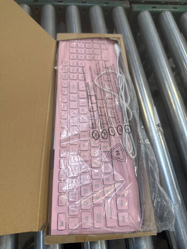 Photo 1 of SABLUTE Large Print Backlit Keyboard, Wired USB Lighted Computer Keyboards with 7-Color & 4 Modes Backlit, Oversize Letters Keys Easy to See and Type, Quiet Keyboard Compatible for PC, Laptop -Pink