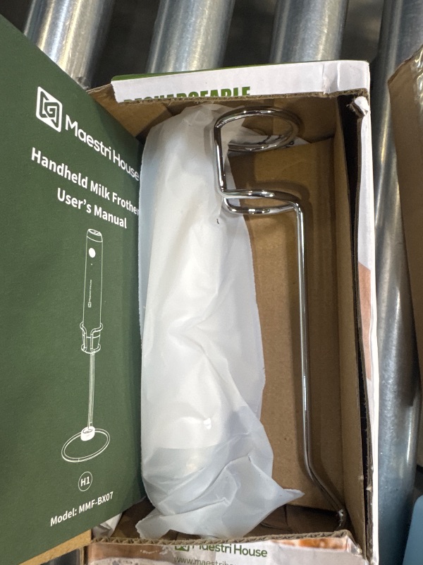 Photo 1 of Maestri House Rechargeable Milk Frother with Stand, LunaFro Handheld Electric Foam Maker Waterproof Detachable Stainless Steel Whisk Drink Mixer Foamer for Lattes, Cappuccino