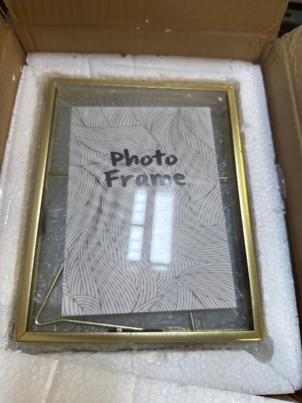 Photo 1 of Juvale 8 Pack Gold 5x7 Floating Glass Picture Frames for Tabletop, Pressed Flowers, Home Decor