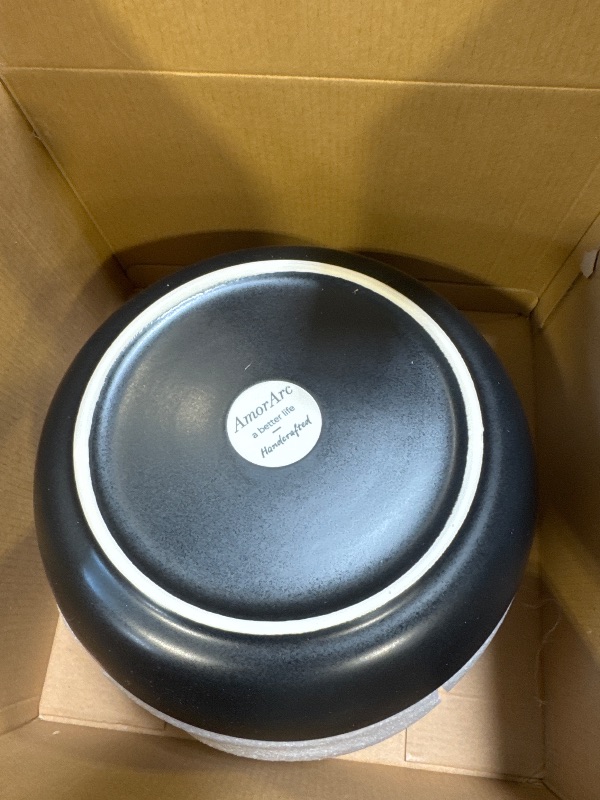 Photo 1 of AmorArc 9.75'' Large Ceramic Pasta Bowls, 38oz Stoneware Wide Serving Bowls Set of 6 for Kitchen, Oven, Microwave&Dishwasher Safe Bowls with Wavy Rim for Fruit Pasta Salad Meal, Matte Black