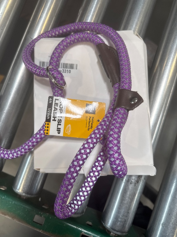 Photo 1 of Fida Slip Leads for Dogs - 4 FT x 1/2" Heavy Duty Comfortable Strong Rope Leash for Large, Medium Dogs - No Pull Pet Training Leash with Highly Reflective, Purple
