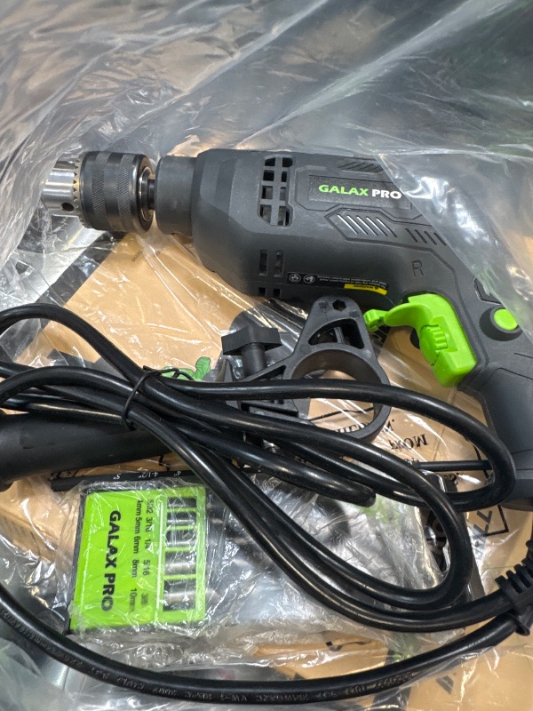 Photo 1 of GALAX PRO 4.5Amp 0-3000RPM Corded Hammer Drill, 5pcs Bit, Hammer and Drill 2 Functions in 1 with 12 Variable Speed, 1/2 Inch Keyed Metal Chuck, 360°Rotating Handle