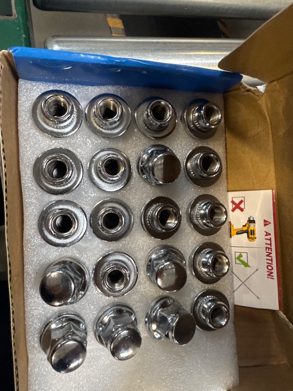 Photo 1 of 12x1.5 Lug Nuts 20 Pcs Chrome Closed End Mag Style Lug Nuts with Washer 13/16" (21mm) Hex Compatible with Toyota Camry/Corolla/Tacoma Lexus