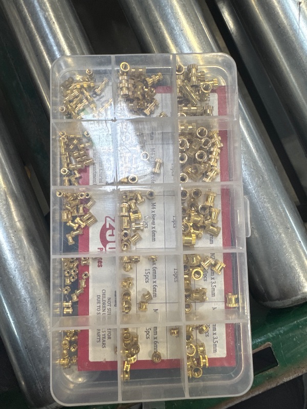 Photo 1 of Hilitchi 250-Pcs M2 / M3 /M4 Female Thread Brass Knurled Threaded Insert Embedment Nuts Assortment Kit
