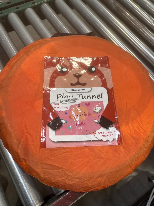 Photo 1 of Kids Play Tunnel, Red Panda Cub Pop Up Crawl Tunnel Collapsible Toy for Baby or Pet with Two Mesh Window, Great Gift for Boy and Girl Activity Toy Tunnel Indoor & Outdoor Game