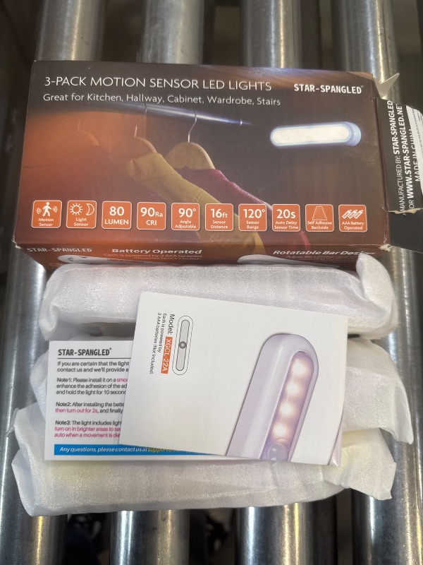 Photo 1 of STAR-SPANGLED 3 Pack 7” Motion Sensor Lights Indoor Battery Operated, Stick on LED Light for Closet, Stairs, Under Cabinet, Cool White