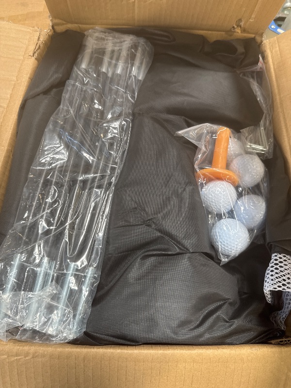 Photo 1 of Golf Net: 10x7ft Golf Hitting Practice Net for Backyard Driving Chipping Swing Training with Non-Slip Heavy-Duty Base Hitting Mat for Indoor or Outdoor Use, Gifts for Men Dad Husband Boys and Golfers