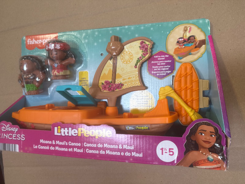 Photo 1 of Fisher-Price Little People Toddler Toy Disney Princess Moana & Maui’s Canoe Sail Boat with Figures for Pretend Play Ages 18+ Months?