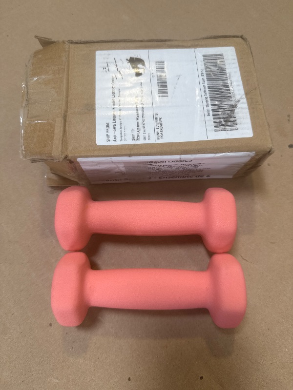 Photo 1 of Amazon Basics Neoprene Dumbbell Hand Weights, 1 Pound, Pair, Pink