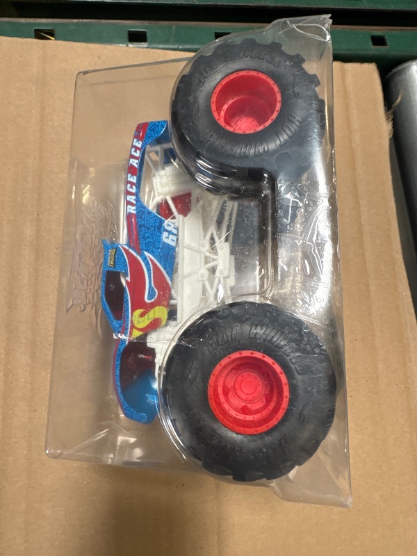 Photo 1 of Hot Wheels Monster Trucks Toy Truck, Oversized 1:24 Scale Die-Cast Race Ace for Kids & Collectors