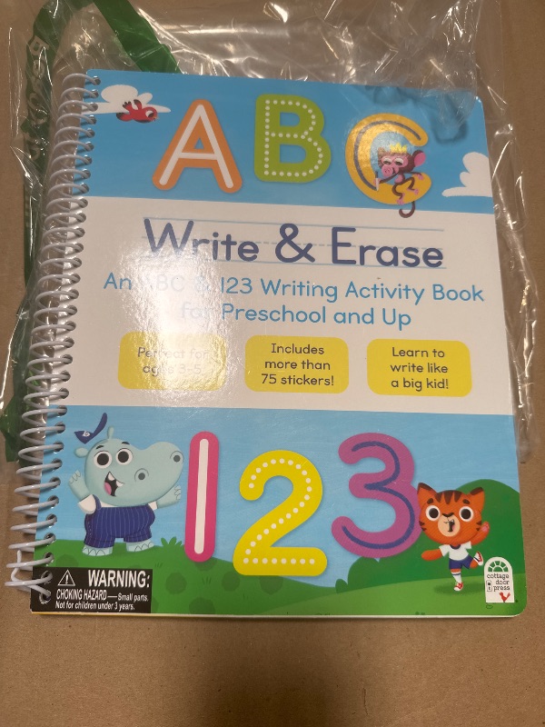 Photo 1 of Write & Erase ABC and 123: Wipe Clean Writing & Tracing Workbook Skills for Preschool Kids and Up Ages 3-5: Includes Letter and Number Tracing, Early ... Erase Marker & Bonus Restickable Stickers.