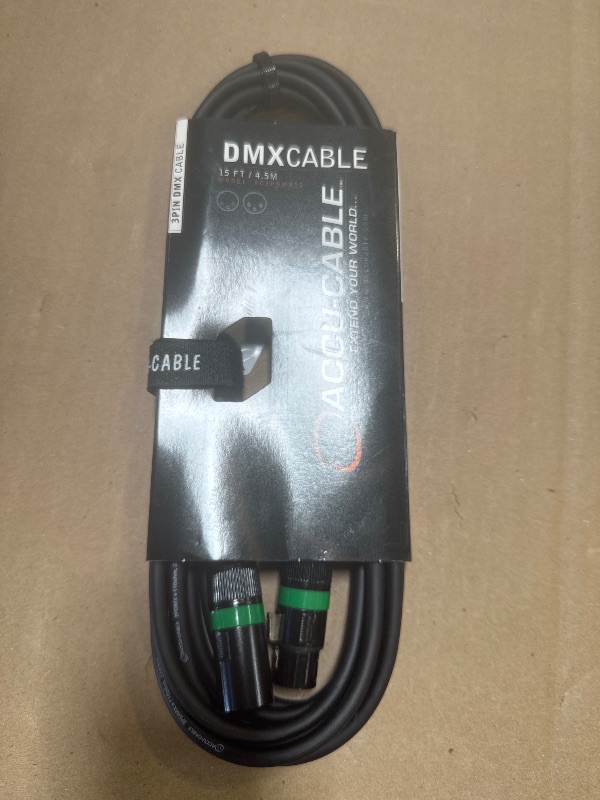 Photo 1 of Accu Cable AC3PDMX15, DMX Stage Light Cable, 3 Pin Male to 3 Pin Female Connection (15 FT)
