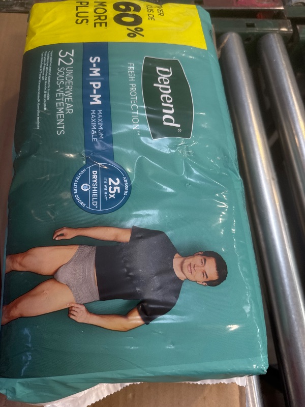 Photo 1 of Depend Fresh Protection Adult Incontinence Underwear for Men, Disposable, Maximum, Small/Medium, Grey, 32 Count, Packaging May Vary
