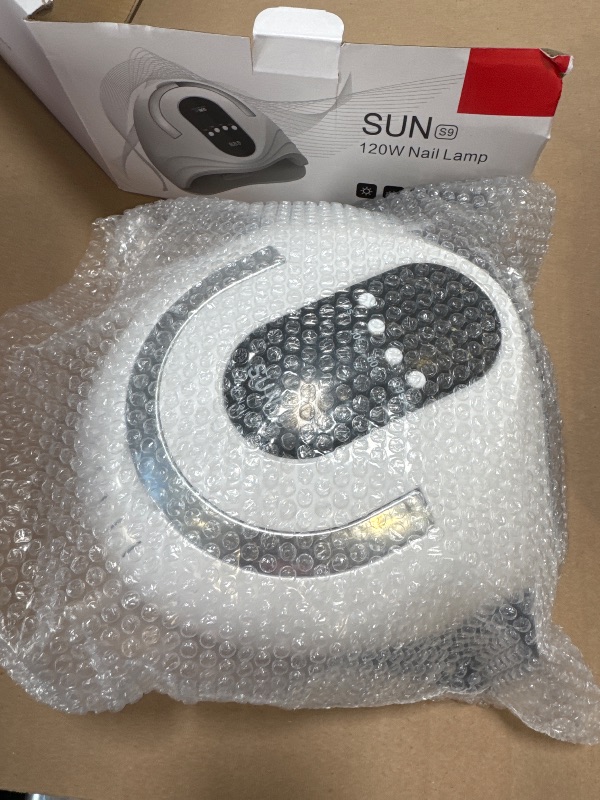 Photo 1 of Sunrich UV Gel Nail Lamp 120W LED Nail Light Fast Dryer for Gel Polish Curing with 4 Timers Portable Handle Large Space Automatic Sensor (White)