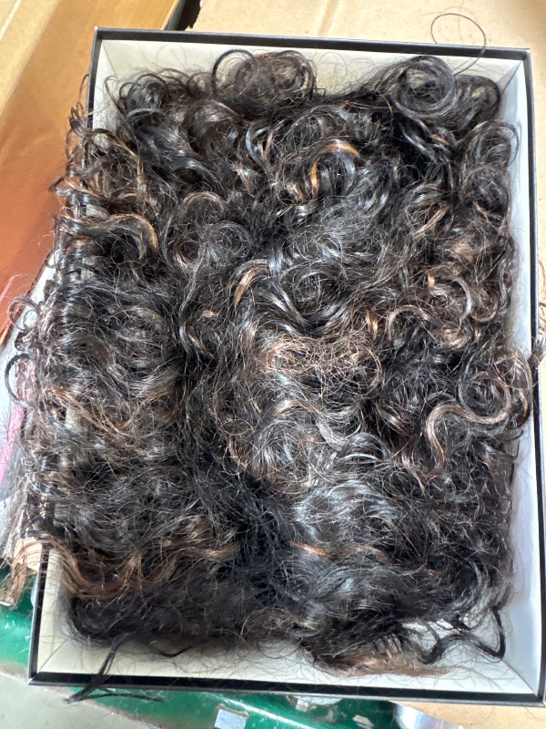 Photo 1 of Ombre Curly wig Human Hair Wigs For Black Women Glueless Wigs Human Hair Short Curly Wigs for Black Women Wigs Human Hair Highlighted Piano Color Side Part Short Curly Wigs For Older Women (P1B/30)