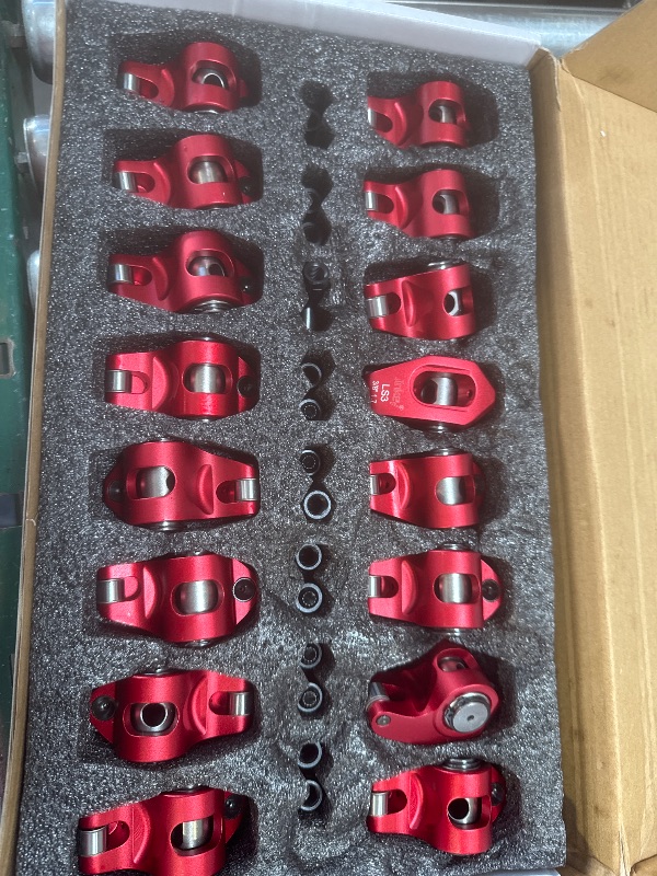 Photo 1 of JINKEY Upgraded High Performance 2024-T6 Aluminum Pedestal Rocker Arms Set with Hardware For GM L92, LS3 Gen III 1.7 Ratio 8mm Studs (Part # 11364221)