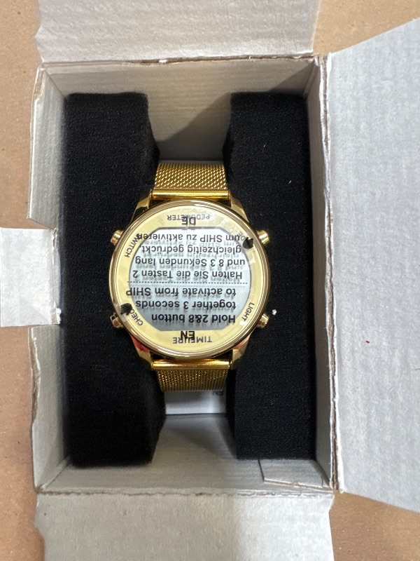 Photo 1 of TIMEURE Women's Step Counter Watch with Stainless Steel Bracelet, Stylish Design, No App, No Charging Needed for Step, Calorie, Distance, Alarm, Countdown Timer?TU-2401(Gold)