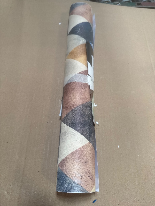Photo 1 of Livelynine 17.5x276" Retro Peel and Stick Wallpaper Geometric Mid Century Modern Wall Paper for Bedroom Removable Colorful Contact Paper for Kitchen Cabinets Windows Navy Bue Green Yellow Brown Copper