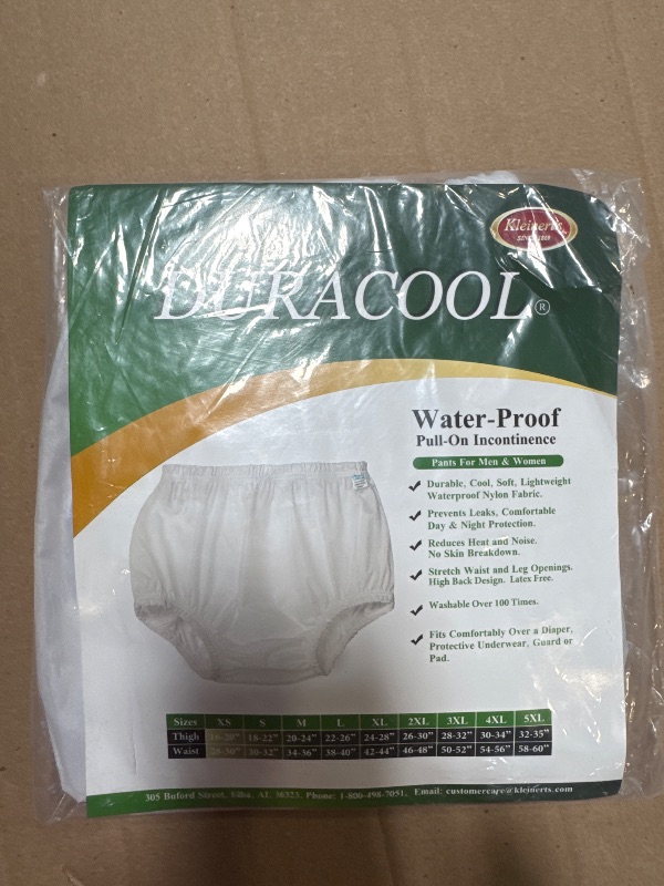 Photo 1 of Incontinence Leak Protection, Washable Pull-On Cover Pant, Advanced Duralite-Cool-Lightweight-Durable- Kleinert's (Optic White, Medium)