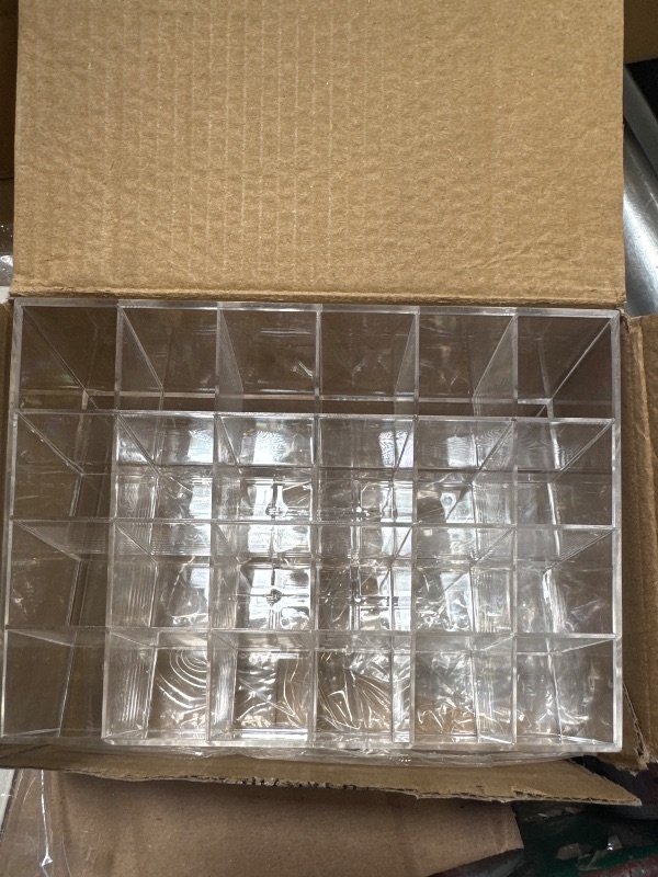 Photo 1 of MOSIKER Lipstick Organizer,Small Clear Plastic Compact Lip Gloss Chapstick Perfume Sample Mascara Holder with 24 Slots