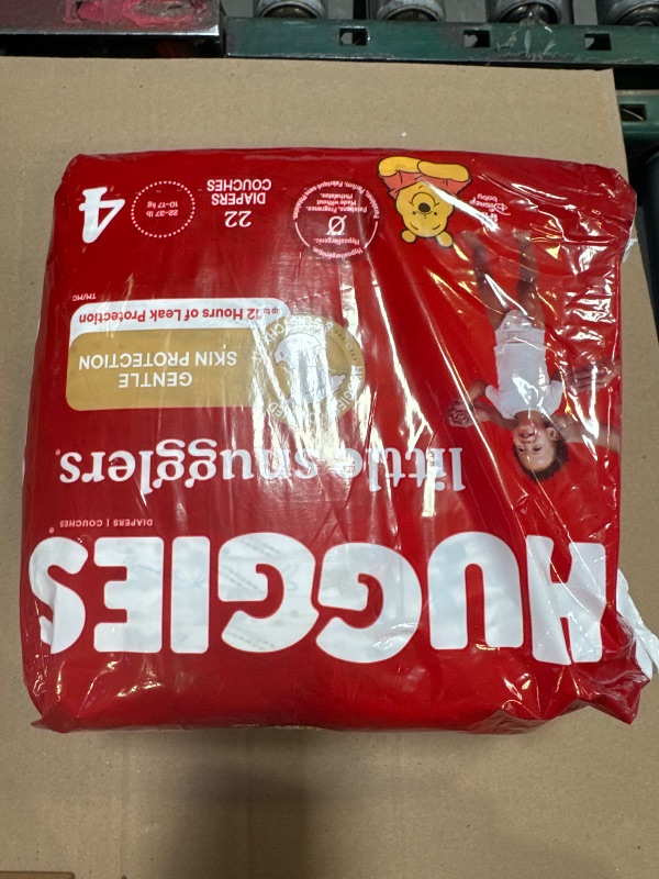 Photo 1 of Huggies Size 4 Diapers, Little Snugglers Baby Diapers, Size 4 (22-37 lbs), 22 Count