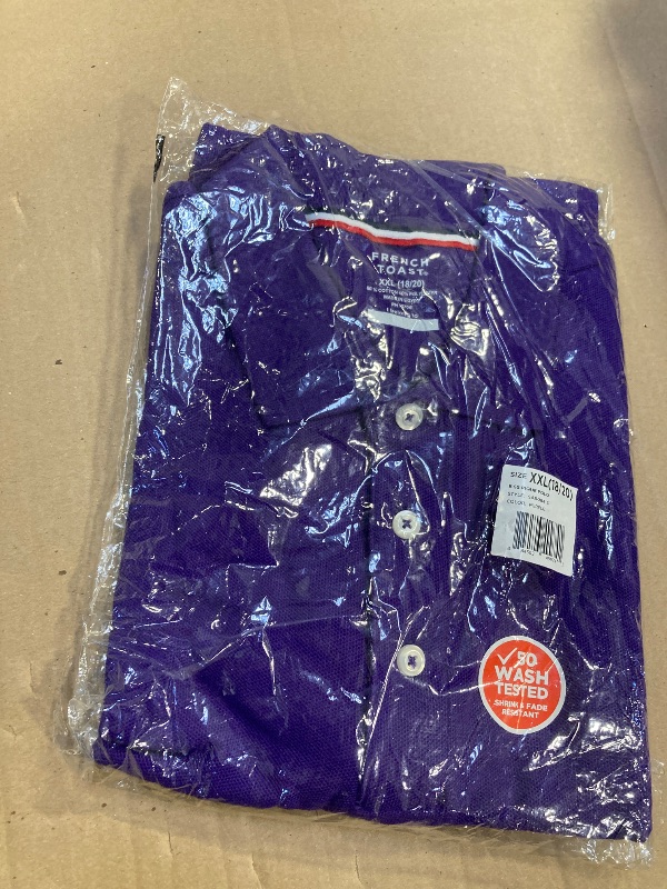 Photo 1 of French Toast Big Boys Short Sleeve Pique Polo, Purple, XX-Large/18/20
