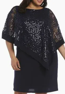 Photo 1 of R&M Richards Women’s Sequined Asymmetric Knee Length Cape Cocktail Dress ( size 10 )