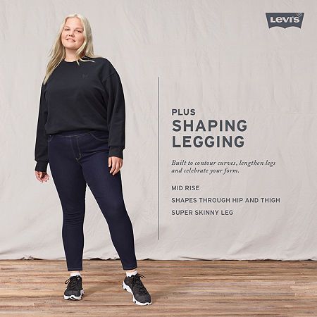 Photo 1 of Levi's Womens Plus Mid Rise Shaping Jeggings, 22w, Black