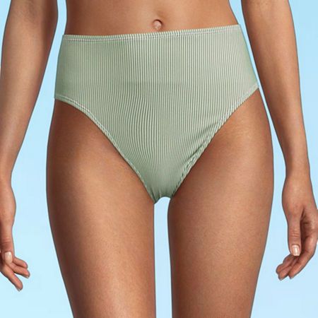 Photo 1 of Decree Womens Lined High Waist Bikini Swimsuit Bottom Juniors, Small, Green
