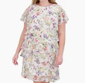 Photo 1 of Jessica Howard Plus Flutter Sleeve Short Sleeve Floral Midi Fit + Flare Dress size 14 W